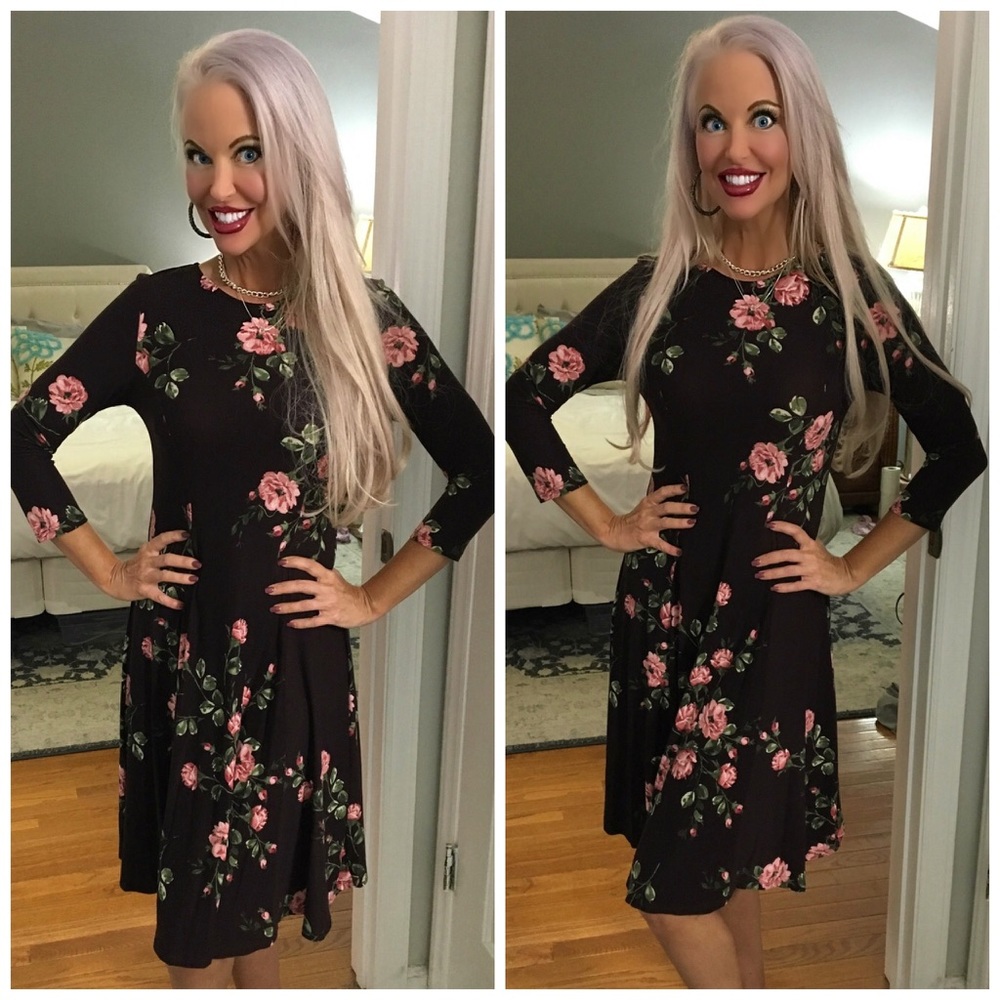 ❤️LAST 1! Stunning Deep Plum Floral Dress! - Picture 3 of 3